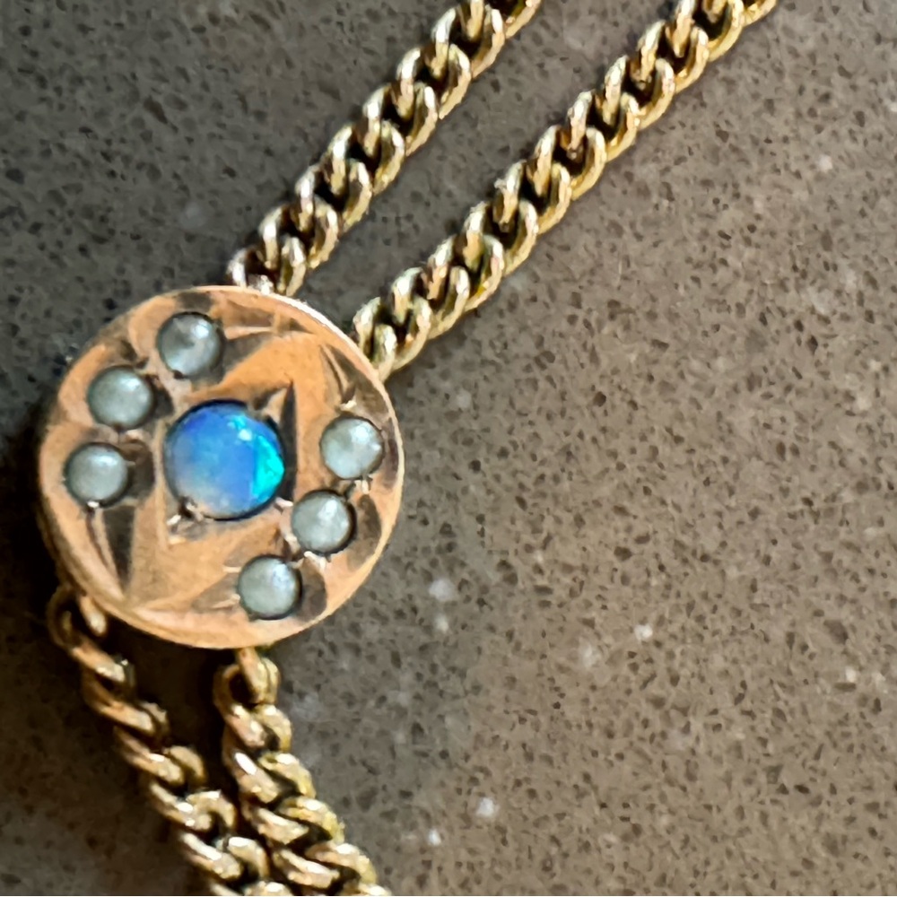 Antique Estate Goldfilled Opal Slider Chain